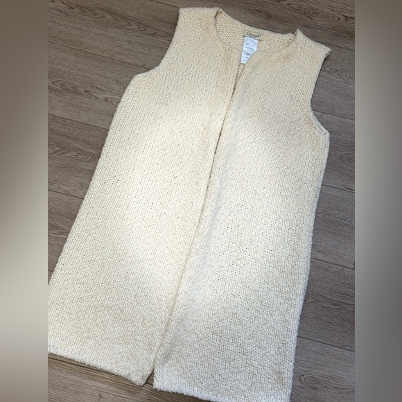 cocogio Sweaters - Cocogio Sleeveless Longline Cardigan Vest Cream M/L Chunky Knit
